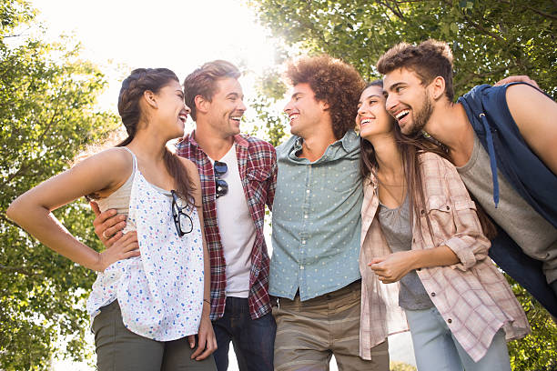 istock Happy friends in the park taking selfie 474266084