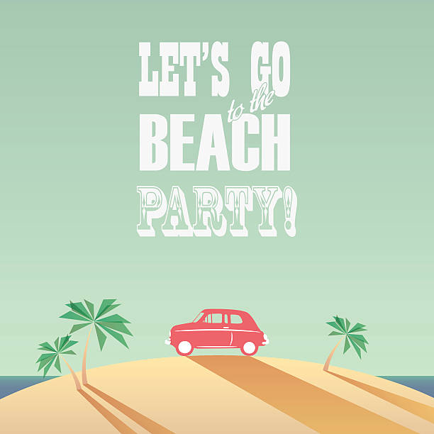 istock Beach party poster with vintage typography. Modern minimalistic design, long 474266802