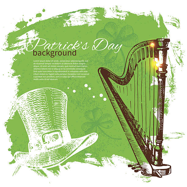 ilustraciones, imágenes clip art, dibujos animados e iconos de stock de st. patrick's day background - coin label vector illustration and painting