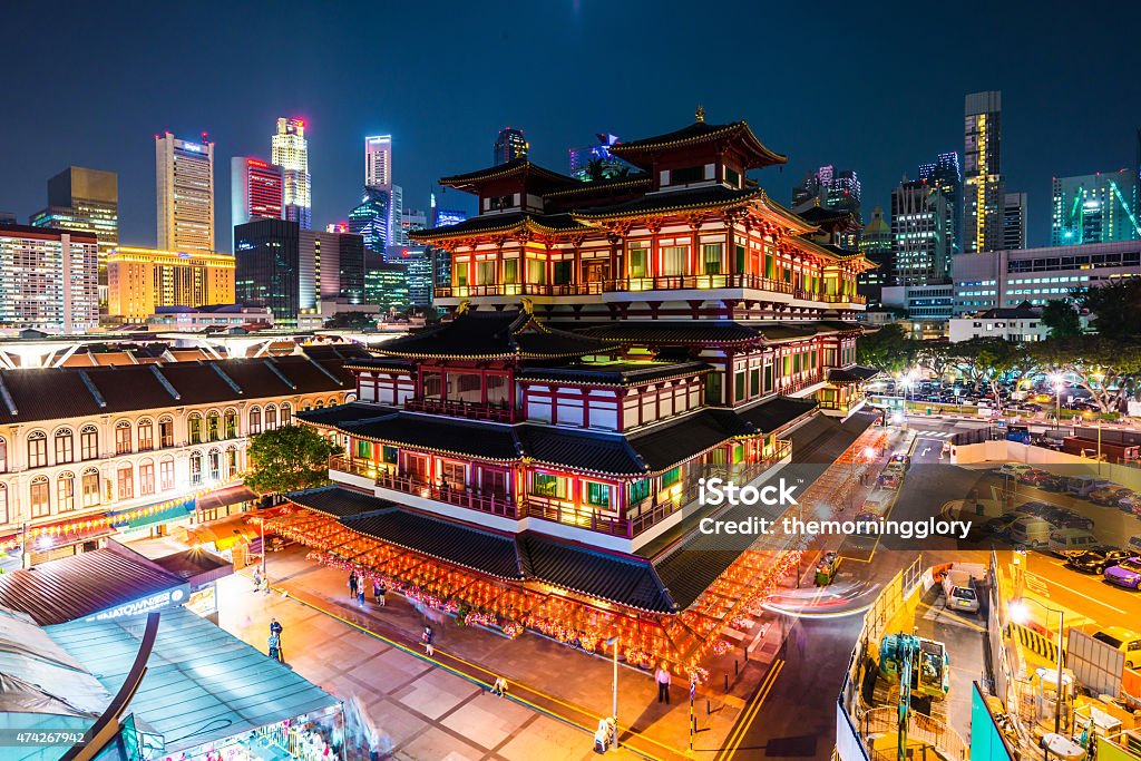 Buddha's Relic Tooth Temple in Singapore Chinatown Buddha's Relic Tooth Temple in Singapore Chinatown, Night cityscape Buddha Tooth Relic Temple Stock Photo