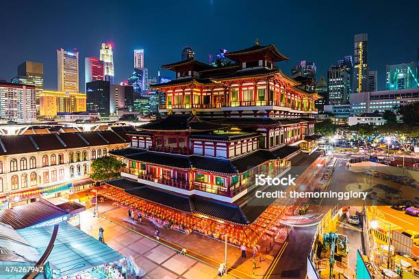 Buddhas Relic Tooth Temple In Singapore Chinatown Stock Photo - Download Image Now - Buddha Tooth Relic Temple, 2015, Architecture