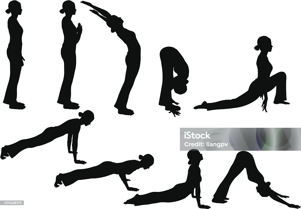 Position de Yoga - clipart vectoriel de Silhouette - Contre-jour libre de droits