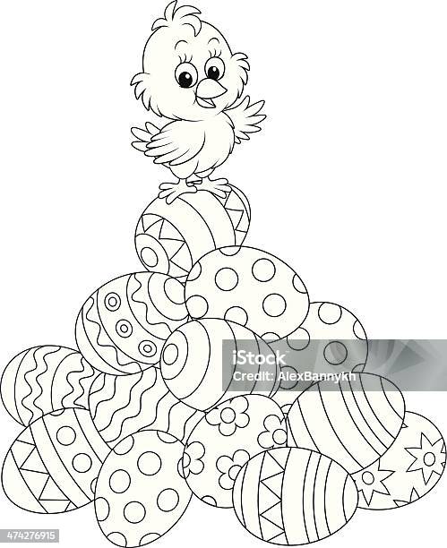 Ilustración de Chick De Pascua y más Vectores Libres de Derechos de Pascua - Pascua, Página de libro para colorear - Técnica de ilustración, Animal