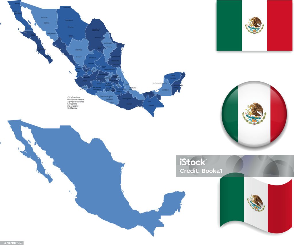 Mexico Map and Flag Collection Mexico stock vector