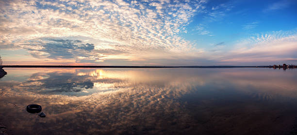 istock Landscape with lake reflection clouds. Beautiful summer sunset 474283600