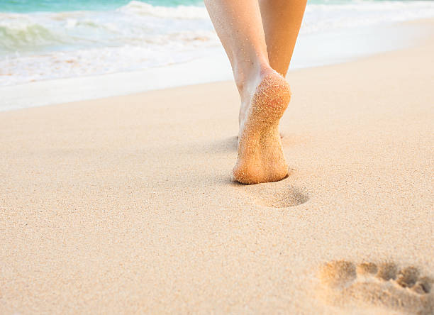 walking auf den strand - women hawaii islands beach beauty in nature stock-fotos und bilder