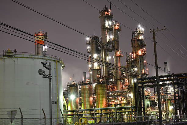 istock Oil refinery at  Night 474286960