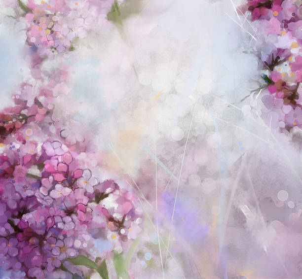 illustrazioni stock, clip art, cartoni animati e icone di tendenza di pittura ad acquerello rosa albicocca albero fiori - pattern blue textured effect backgrounds