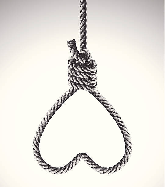 beziehung probleme konzept mit galgenmännchen's noose - galgen stock-grafiken, -clipart, -cartoons und -symbole