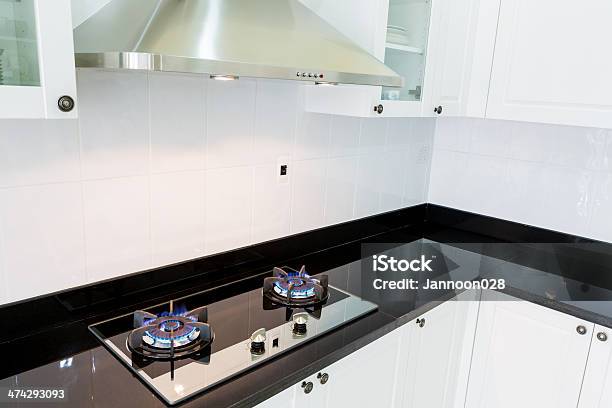 Modern White Clean Kitchen Interior Stock Photo - Download Image Now - Apartment, Appliance, Architecture