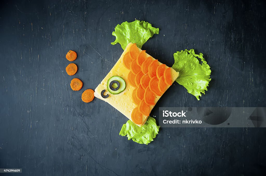 Funny sandwich for child Funny sandwich for child on wooden boards Appetizer Stock Photo