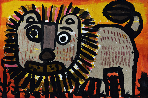 childs painting - single lion