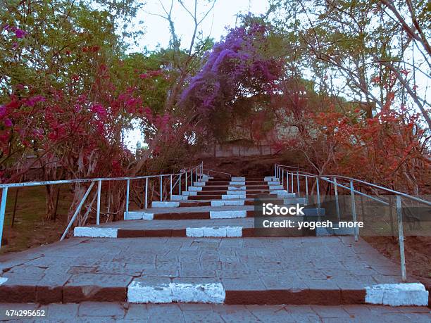 Steps Towards Parvati With Bougainvillea On Both Sides Stock Photo - Download Image Now
