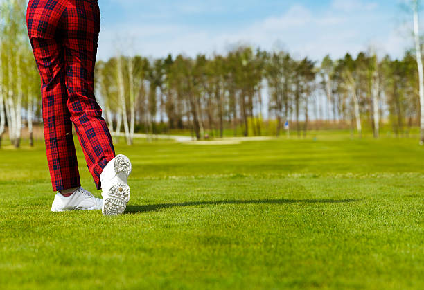 istock woman golfer, back view 474295940