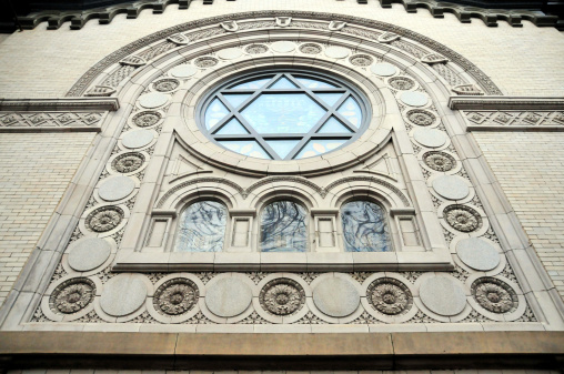 Washington, D.C., USA: Star of David window of the Sixth and I Historic Synagogue - designed by architect Louis Levi for the Adas Israel Hebrew Congregation - Chinatown - photo by M.Torres