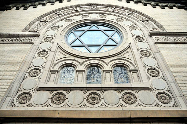 Washington, D.C., USA: Star of David window Washington, D.C., USA: Star of David window of the Sixth and I Historic Synagogue - designed by architect Louis Levi for the Adas Israel Hebrew Congregation - Chinatown - photo by M.Torres temple building stock pictures, royalty-free photos & images
