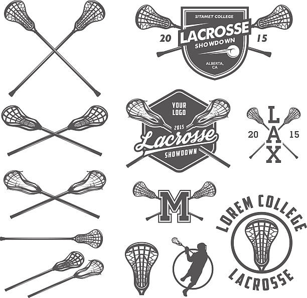 ilustrações, clipart, desenhos animados e ícones de conjunto de elementos de design de lacrosse - teenagers only