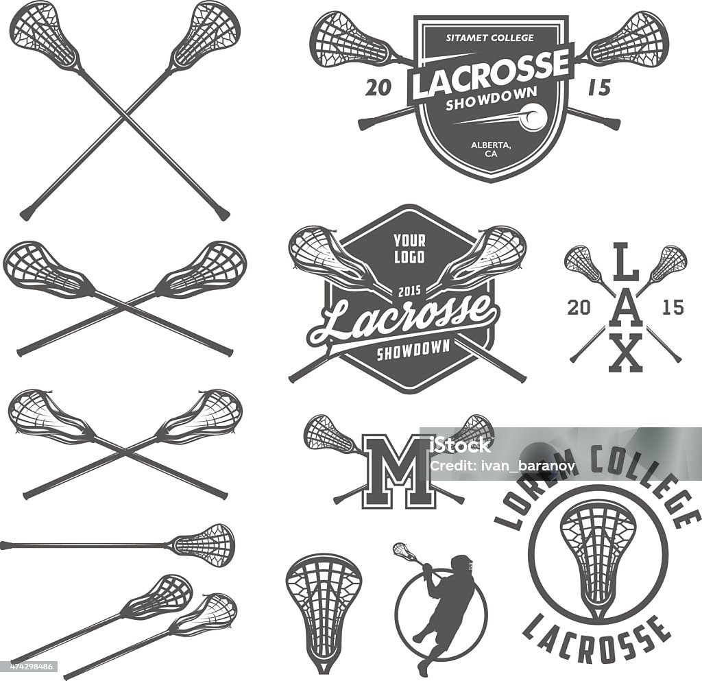 Set of lacrosse design elements Set of lacrosse design elements. Lacrosse Stick stock vector