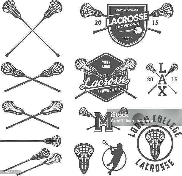 Set Of Lacrosse Design Elements Stock Illustration - Download Image Now - Lacrosse Stick, Lacrosse, Vector