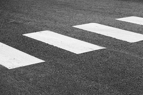 istock Pedestrian crossing road marking, white rectangles 474299158