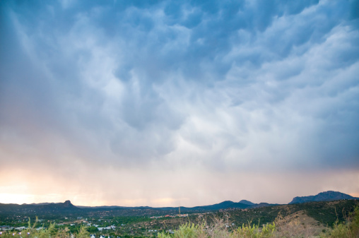 Distant shot of a beautiful cloudy sky over Prescott, Arizona