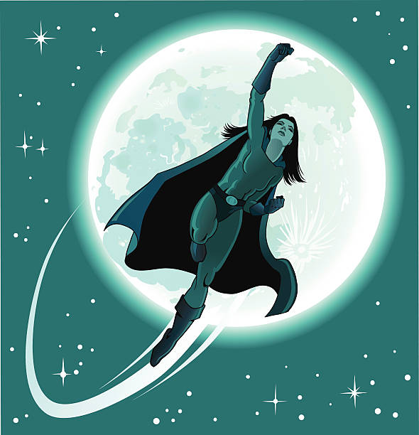 ilustraciones, imágenes clip art, dibujos animados e iconos de stock de superhéroe chica de la luna - valiant