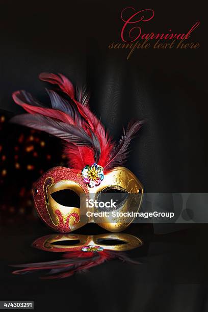 Carnival Mask On Black Silk Background Stock Photo - Download Image Now - Costume, Evening Ball, Mask - Disguise