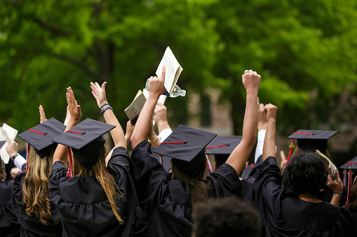 New Haven, USA - May 18, 2015: Yale University graduation ceremonies on Commencement Day on May 18, 2015. Yale University is a private Ivy League research university in New Haven, Connecticut. Founded in 1701