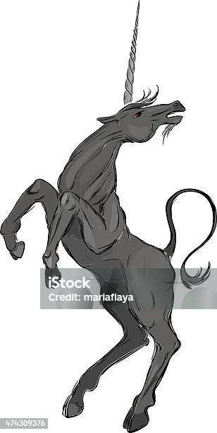 Gray Unicorn Stock Illustration - Download Image Now - 2015, Ancient, Animal