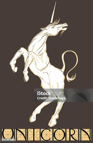 White Unicorn With Title Stock Illustration - Download Image Now - 2015, Ancient, Animal