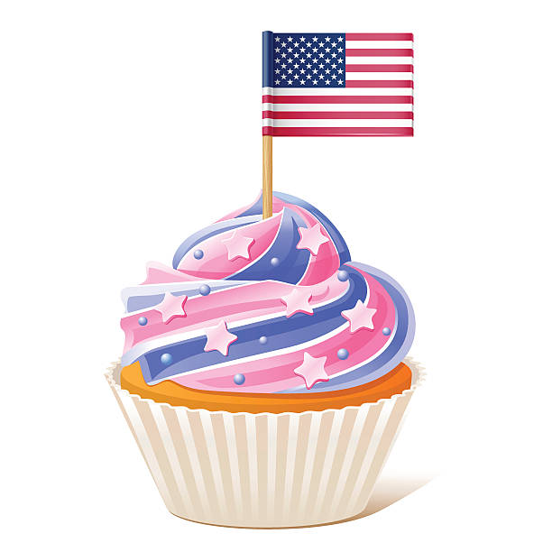 istock Fourth of July. American cupcake. Flag toothpick 474312330
