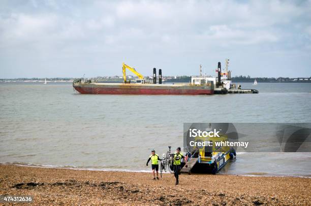 Cyclists Arriving In Felixstowe On The Foot Ferry Stock Photo - Download Image Now - 2015, Activity, Adult