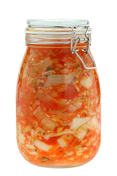 A jar of traditional fermented Korean side dish - Kimchi (kimchee, gimchi)