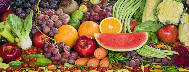 istock Large group of fresh fruits and vegetables 474313586