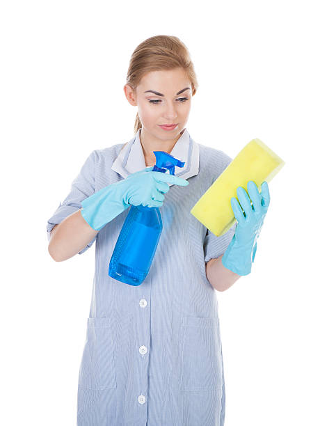 istock Woman Holding Cleaning Liquid And Sponge 474316374