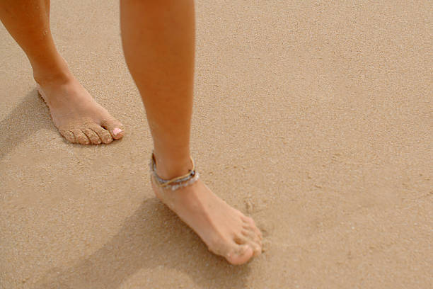 istock Bare Feet Coated in Sand Walking on Beach 474316418