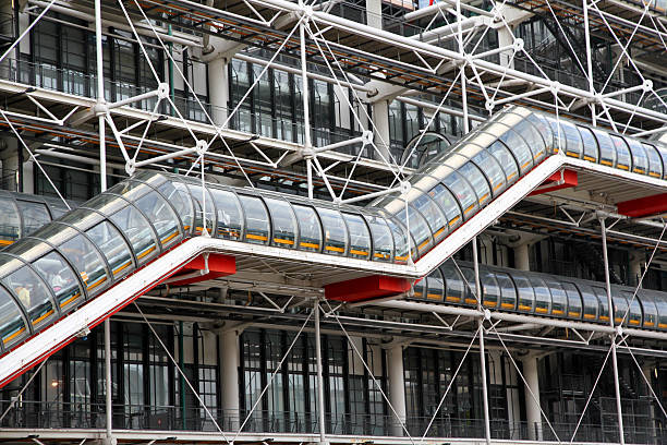 Staircase Paris, France - September 18, 2013: The exterior of the Centre Georges Pompidou in Paris, France. Inside it features the public library and the Museum of Modern Art. pompidou center stock pictures, royalty-free photos & images