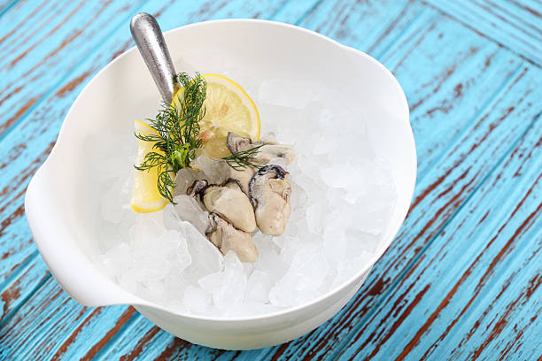 istock The Fresh Oyster with lemon and coriander inside white dish 474321080