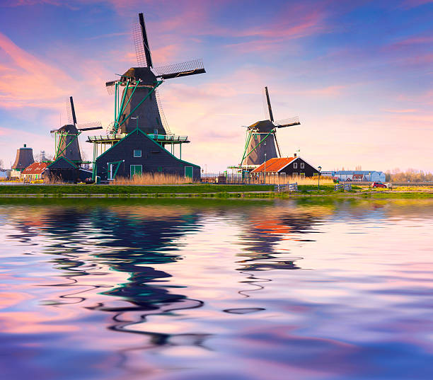 istock Authentic Zaandam mills on the water channel in Zaanstad willage. 474324418