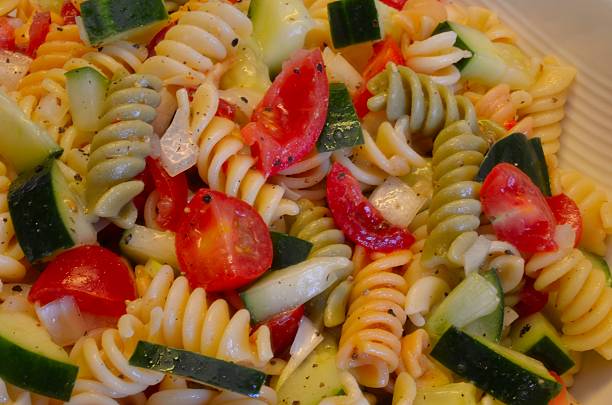 istock Fresh rotini pasta salad with vegetables 474324622