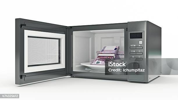 Microwave With Money Stock Photo - Download Image Now - 2015, Banking, Business