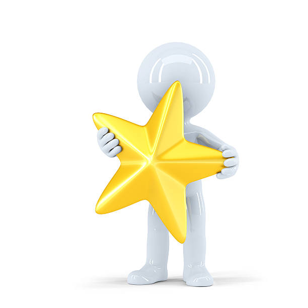 istock 3d man holding golden star. Isolated. Contains clipping path 474329684