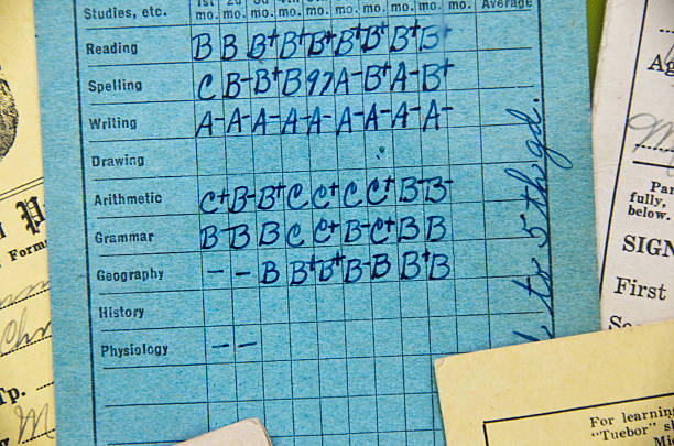 old school report card stock photo