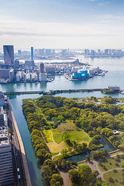 istock overlooking Hama Rikyu park Shiodome district in the background 474330030