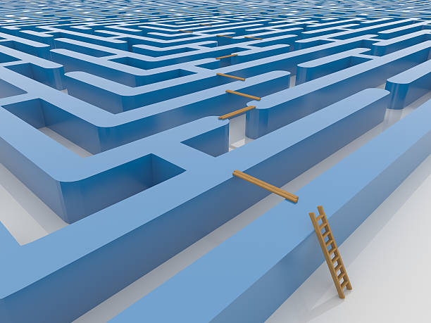 istock Maze Labyrinth 3D Render with Ladder and Planking 474330544