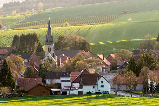 istock Hilly landscape and country town in Lower Saxony 474331004