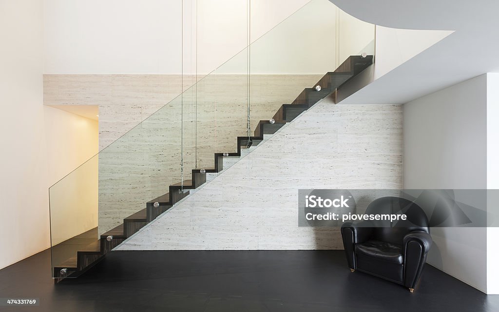 beautiful interior of a modern villa Architecture, beautiful interior of a modern villa, staircase Indoors Stock Photo