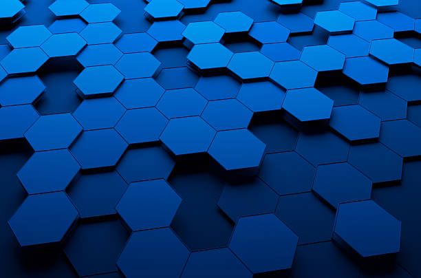Abstract 3d rendering of futuristic surface with hexagons stock photo