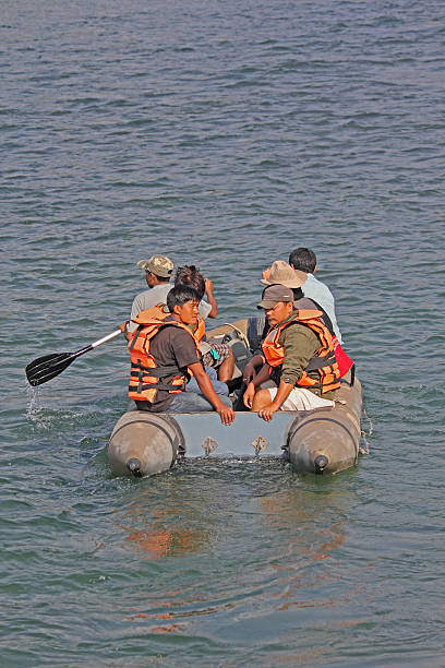 Arunachal Pradesh, India - February 7, 2011: Rafting in Debang River, Miao, Namdapha National Park, Arunachal Pradesh, India