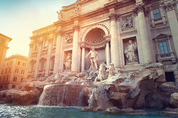 fontanna di trevi - trevi fountain rome fountain monument zdjęcia i obrazy z banku zdjęć